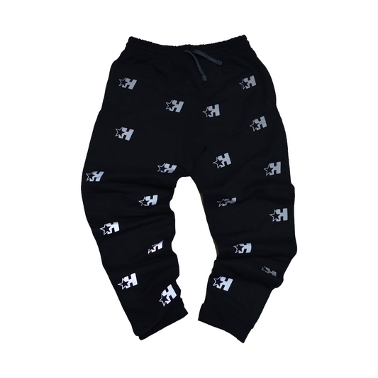 “Reflective Print” Jogger Sweats (Black)